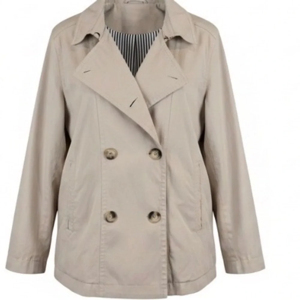 GAP Womens Tan Khaki Double Breasted Short Trench Coat Jacket‎ XXL Utility Barn